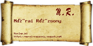Mérai Rázsony névjegykártya